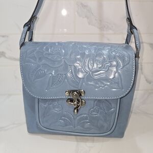 Elegant Blue Embossed Leather Bag